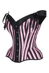 Top Drawer Pink/Black Striped Steel Boned Corset w/Straps - Daisy Corsets - Flyclothing LLC