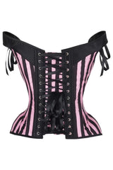 Top Drawer Pink/Black Striped Steel Boned Corset w/Straps - Daisy Corsets - Flyclothing LLC