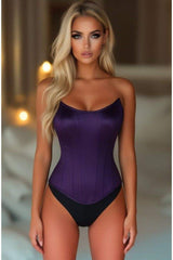 Daisy Corsets Top Drawer Plum Satin Steel Boned Overbust Corset w/Side Zipper - Daisy Corsets