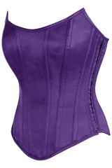 Daisy Corsets Top Drawer Plum Satin Steel Boned Overbust Corset w/Side Zipper - Daisy Corsets