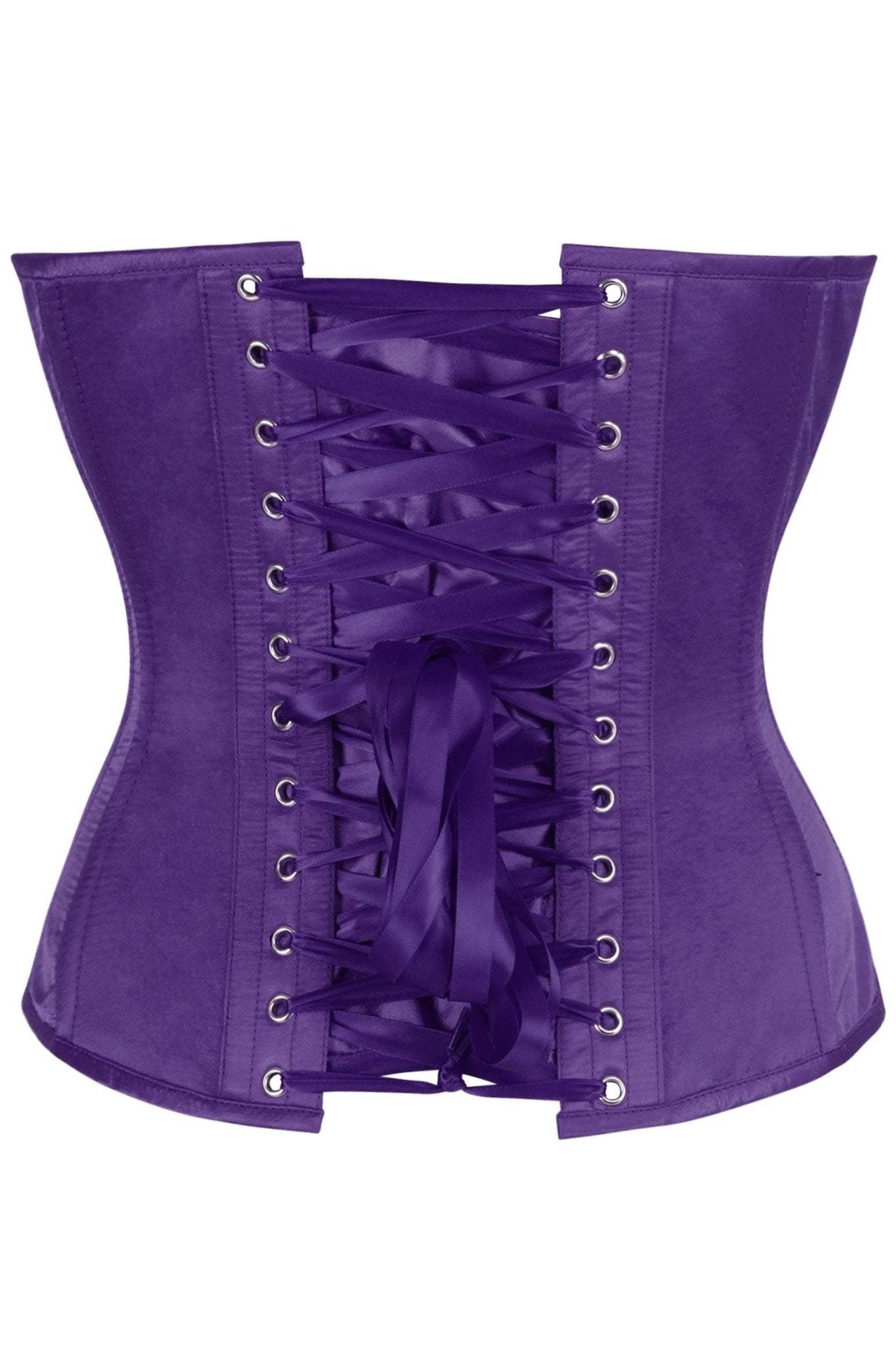 Daisy Corsets Top Drawer Plum Satin Steel Boned Overbust Corset w/Side Zipper - Daisy Corsets