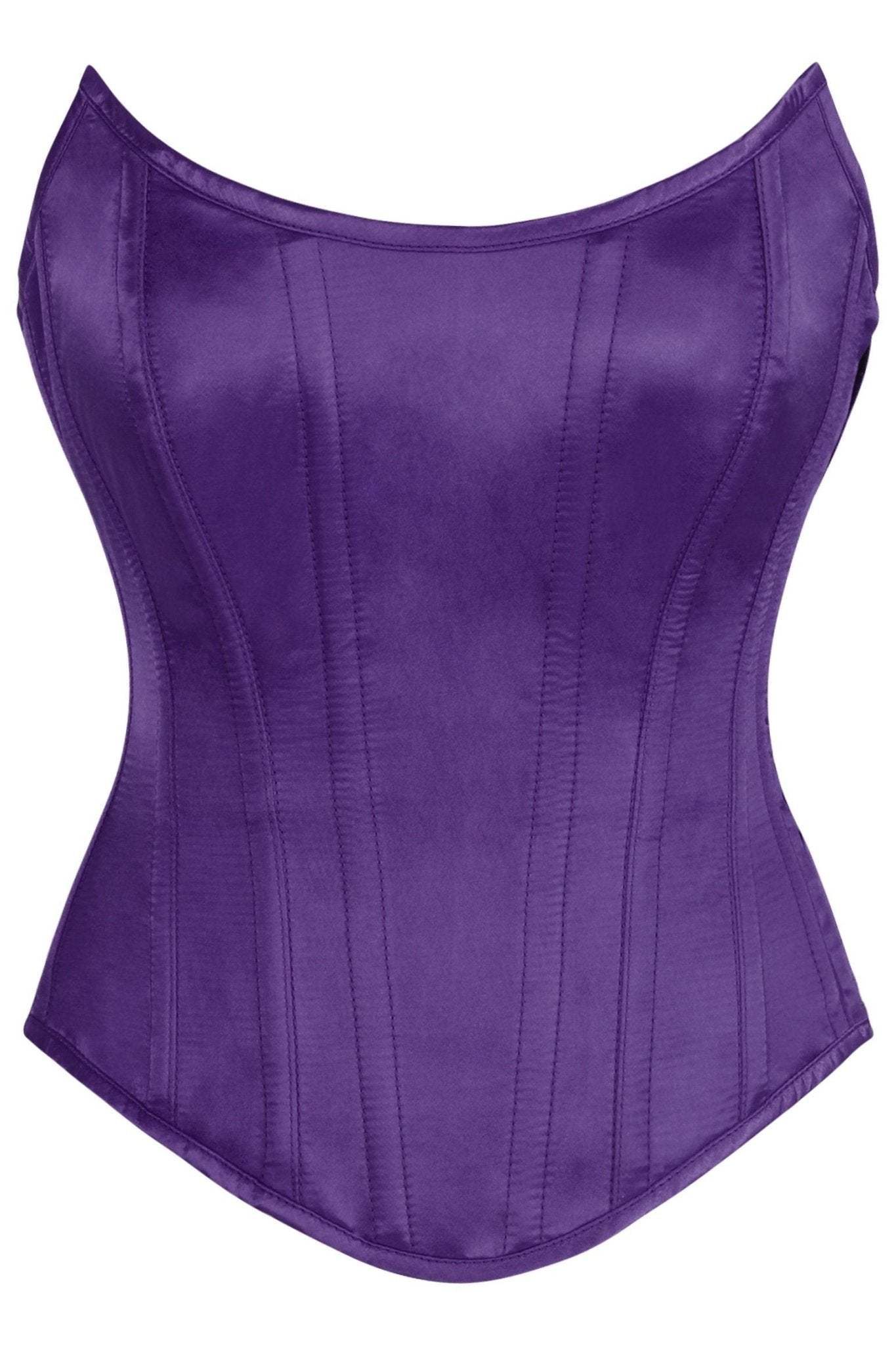 Daisy Corsets Top Drawer Plum Satin Steel Boned Overbust Corset w/Side Zipper - Daisy Corsets