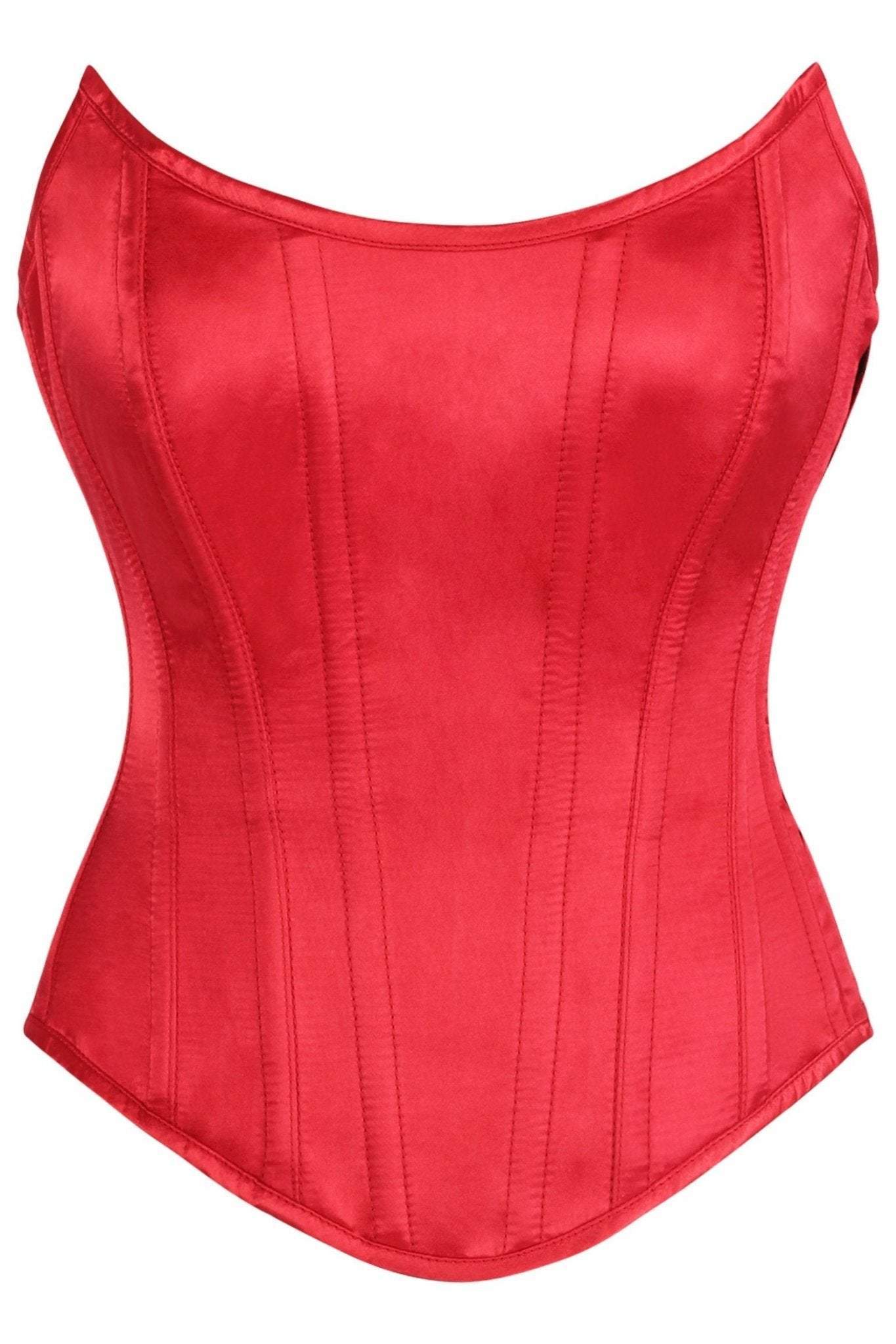 Daisy Corsets Top Drawer Red Satin Steel Boned Overbust Corset w/Side Zipper - Daisy Corsets