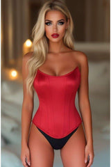 Daisy Corsets Top Drawer Red Satin Steel Boned Overbust Corset w/Side Zipper - Daisy Corsets
