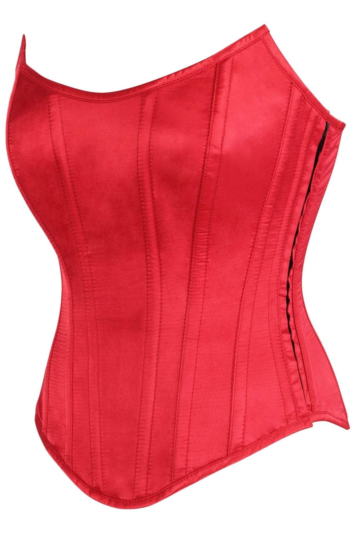 Daisy Corsets Top Drawer Red Satin Steel Boned Overbust Corset w/Side Zipper - Daisy Corsets