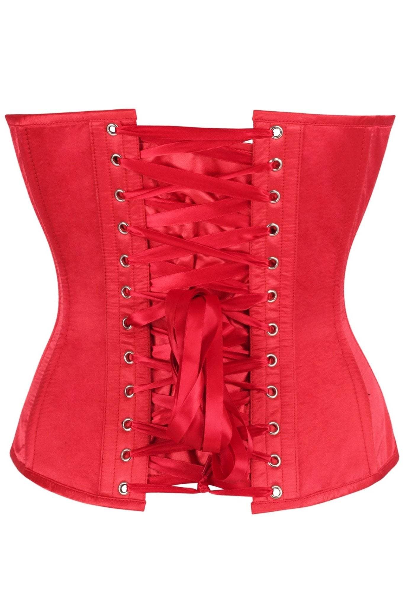 Daisy Corsets Top Drawer Red Satin Steel Boned Overbust Corset w/Side Zipper - Daisy Corsets
