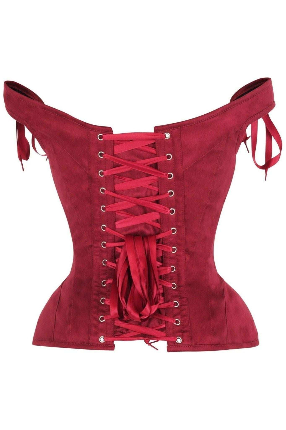 Daisy Corsets Top Drawer Red Suede Steel Boned Corset w/Straps - Daisy Corsets - Flyclothing LLC