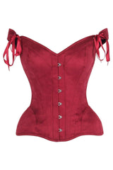 Daisy Corsets Top Drawer Red Suede Steel Boned Corset w/Straps - Daisy Corsets - Flyclothing LLC