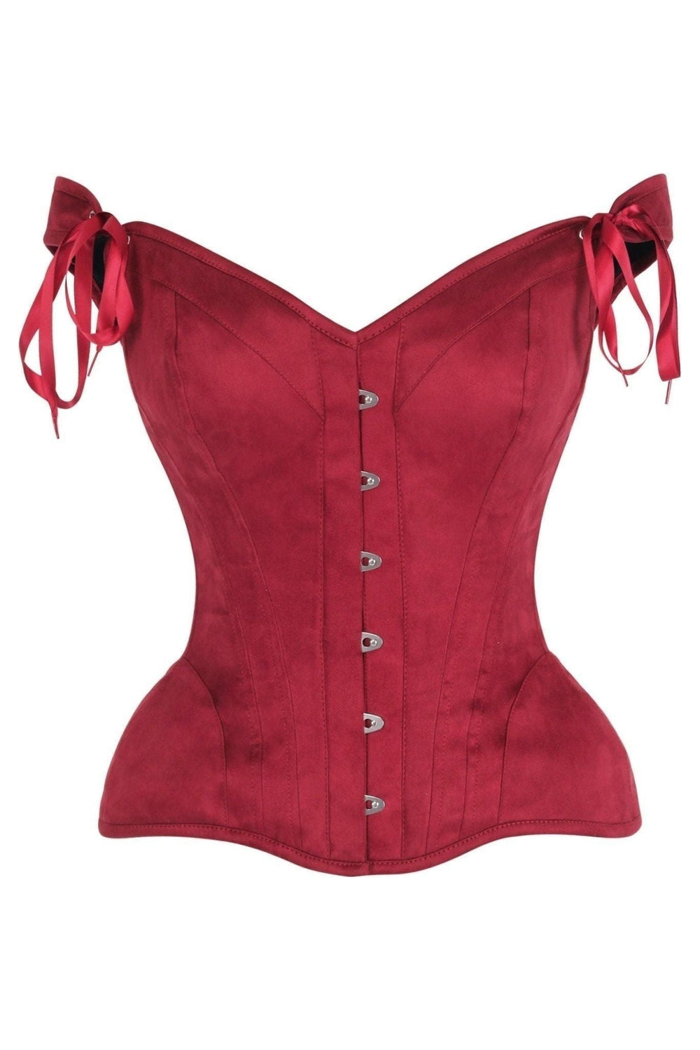 Daisy Corsets Top Drawer Red Suede Steel Boned Corset w/Straps