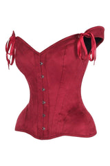 Daisy Corsets Top Drawer Red Suede Steel Boned Corset w/Straps - Daisy Corsets - Flyclothing LLC