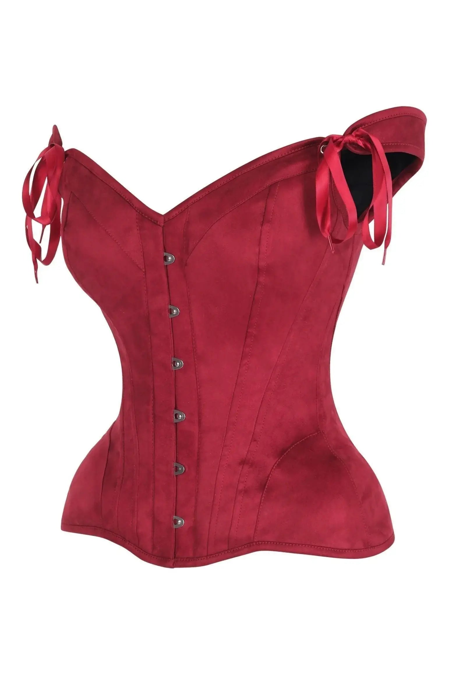 Top Drawer Red Suede Steel Boned Corset w/Straps - Daisy Corsets - Flyclothing LLC