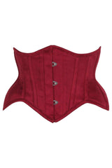 Daisy Corsets Top Drawer Red Suede Steel Boned Mini Waist Cincher Corset - Daisy Corsets - Flyclothing LLC