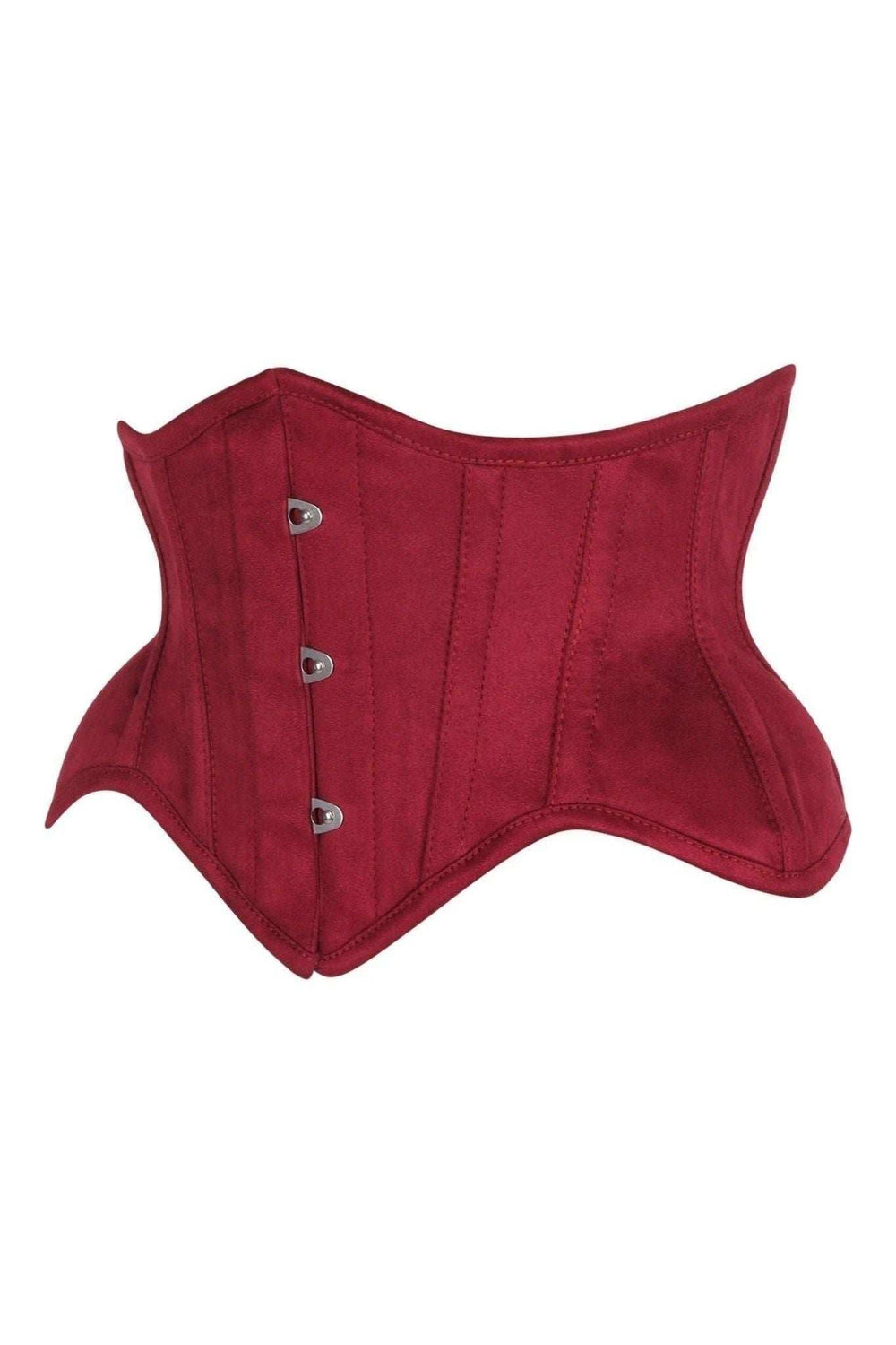 Daisy Corsets Top Drawer Red Suede Steel Boned Mini Waist Cincher Corset - Daisy Corsets - Flyclothing LLC