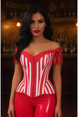 Top Drawer Red/White Striped Steel Boned Corset w/Straps - Daisy Corsets - Flyclothing LLC