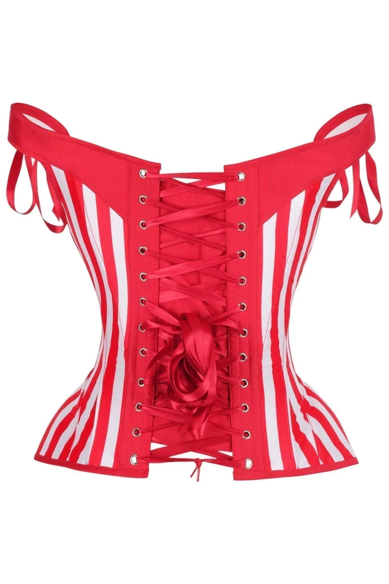 Top Drawer Red/White Striped Steel Boned Corset w/Straps - Daisy Corsets - Flyclothing LLC