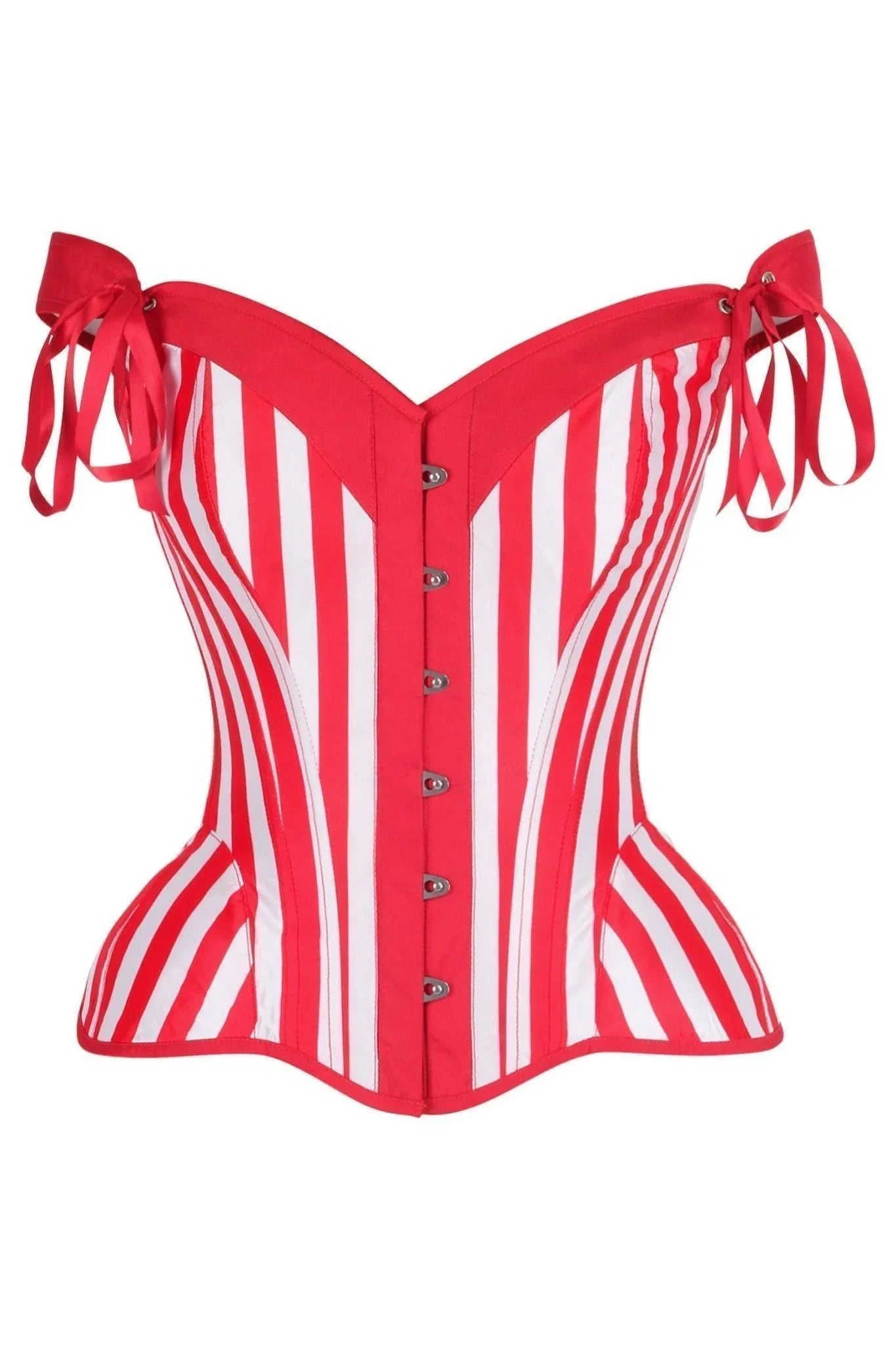 Top Drawer Red/White Striped Steel Boned Corset w/Straps - Daisy Corsets - Flyclothing LLC