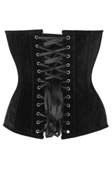 Top Drawer Steel Boned Black Velvet Plunge Neckline Overbust Corset - Daisy Corsets - Flyclothing LLC