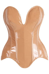 Daisy Corsets Top Drawer Steel Boned Caramel Patent Plunge Neckline Overbust Corset