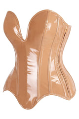 Daisy Corsets Top Drawer Steel Boned Caramel Patent Plunge Neckline Overbust Corset