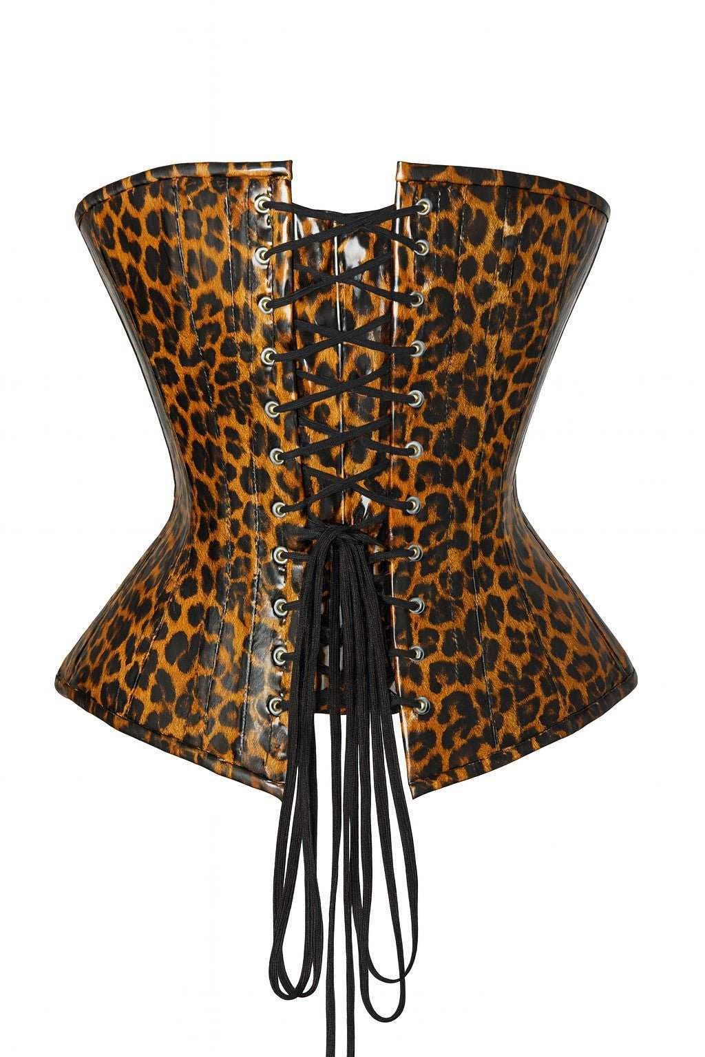 Daisy Corsets Top Drawer Steel Boned Cheetah Print PVC Curvy Cut Overbust Corset - Daisy Corsets