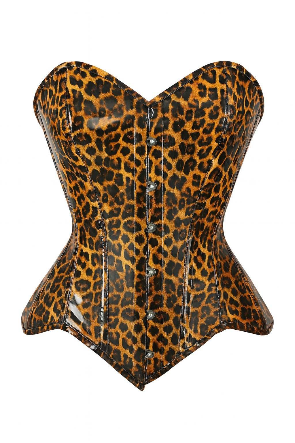 Daisy Corsets Top Drawer Steel Boned Cheetah Print PVC Curvy Cut Overbust Corset - Daisy Corsets