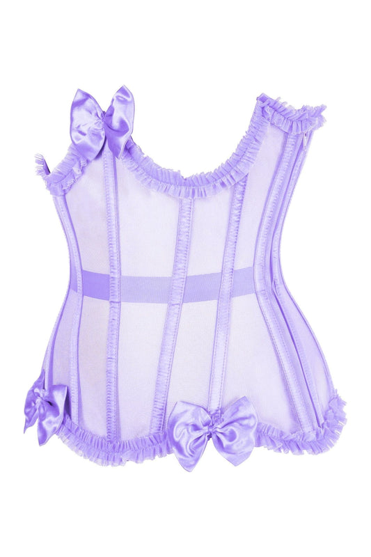 Daisy Corsets Top Drawer Steel Boned Lavender Mesh Underwire Burlesque Underbust Corset Cincher