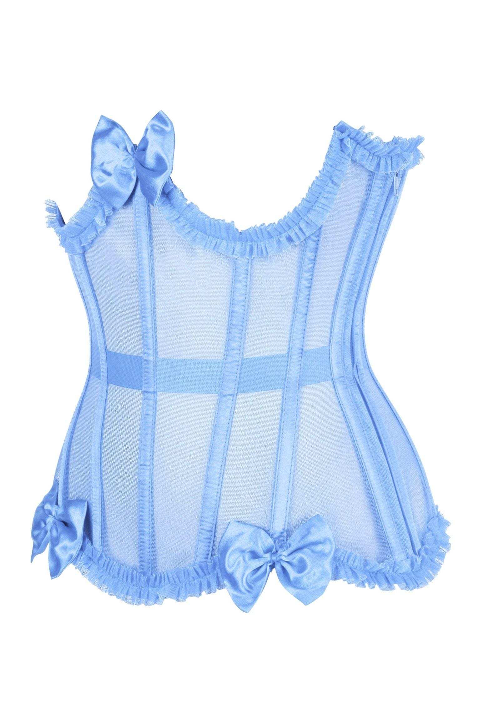 Daisy Corsets Top Drawer Steel Boned Light Blue Mesh Underwire Burlesque Underbust Corset Cincher - Daisy Corsets - Flyclothing LLC