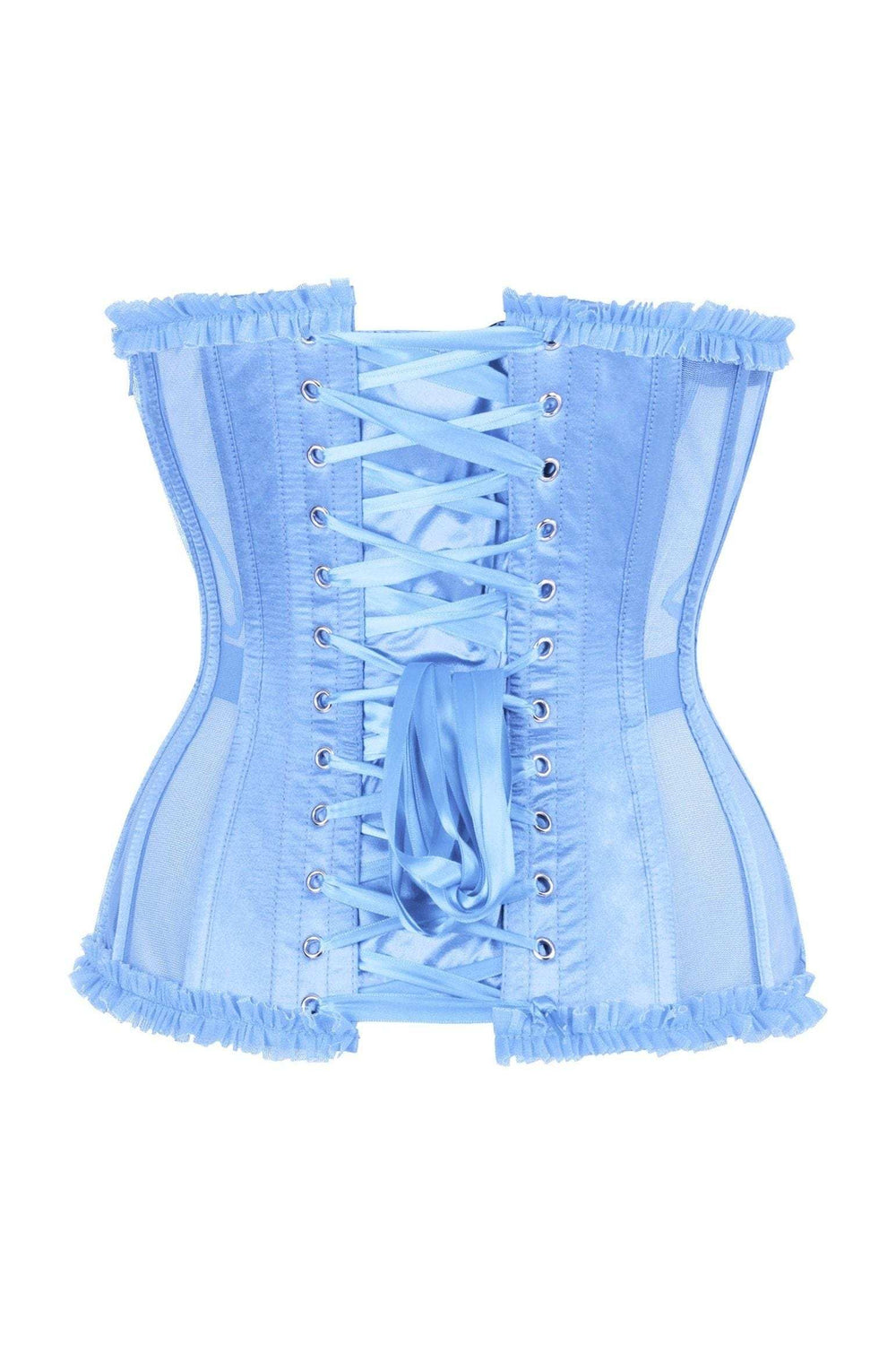 Daisy Corsets Top Drawer Steel Boned Light Blue Mesh Underwire Burlesque Underbust Corset Cincher - Daisy Corsets - Flyclothing LLC