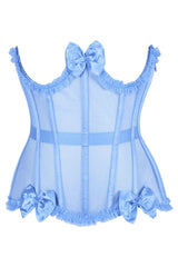 Daisy Corsets Top Drawer Steel Boned Light Blue Mesh Underwire Burlesque Underbust Corset Cincher