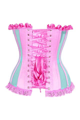 Daisy Corsets Top Drawer Steel Boned Mint/Pink Mesh Underwire Bustier Corset - Daisy Corsets - Flyclothing LLC