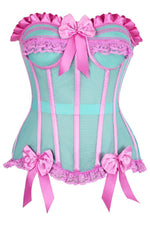 Daisy Corsets Top Drawer Steel Boned Mint/Pink Mesh Underwire Bustier Corset
