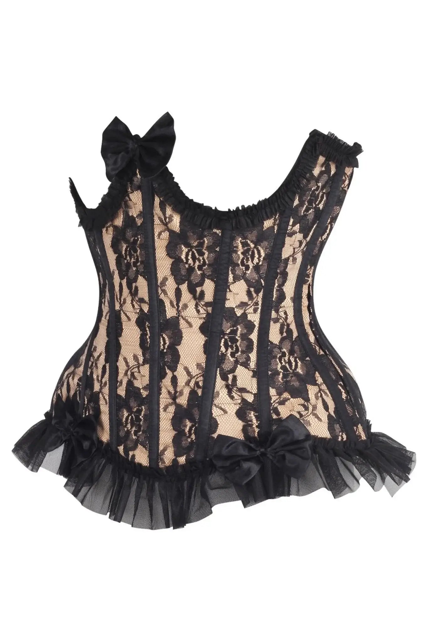 Daisy Corsets Top Drawer Steel Boned Nude/Black Lace Underwire Burlesque Underbust Corset Cincher - Daisy Corsets - Flyclothing LLC