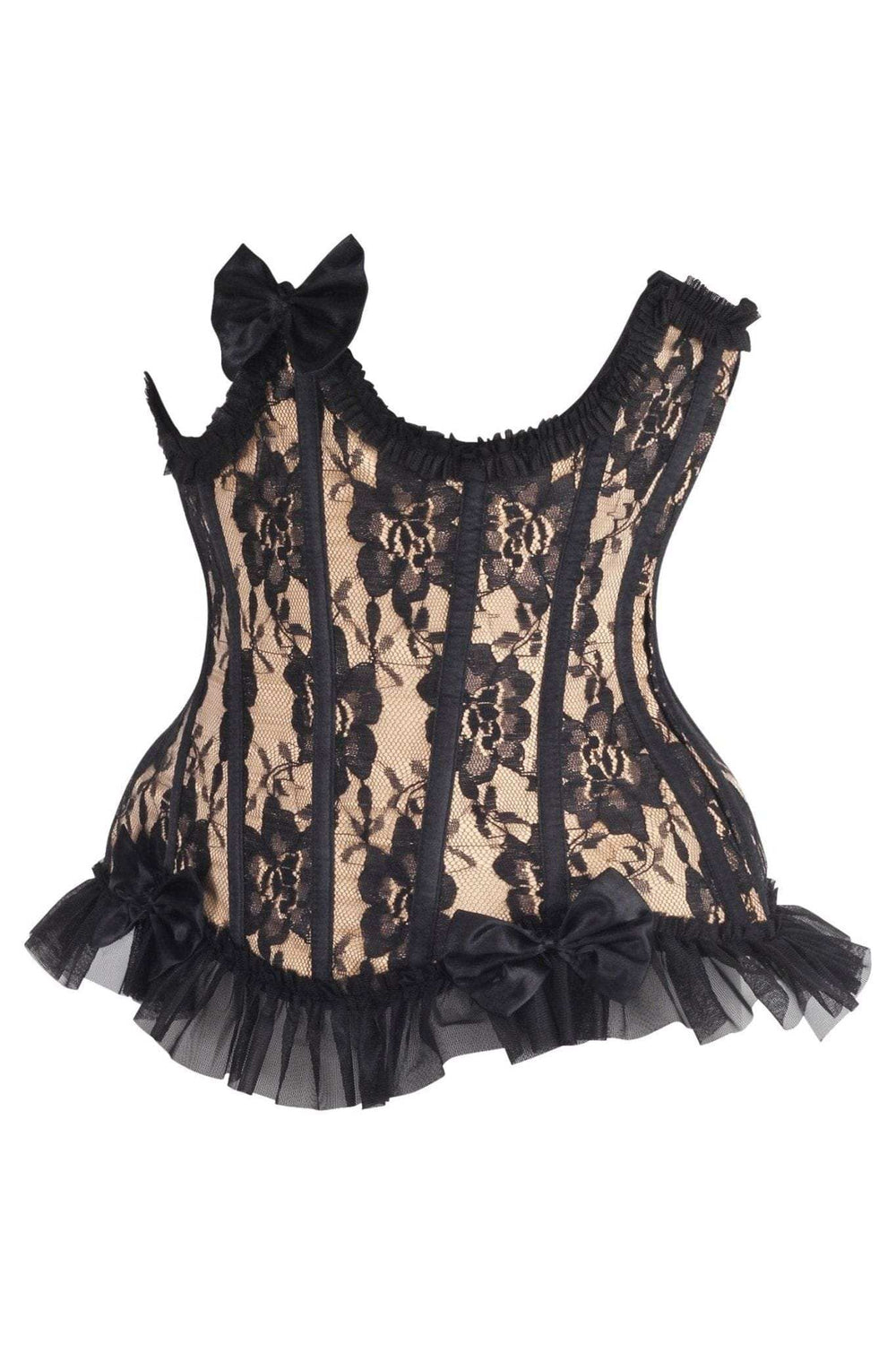 Daisy Corsets Top Drawer Steel Boned Nude/Black Lace Underwire Burlesque Underbust Corset Cincher - Daisy Corsets - Flyclothing LLC