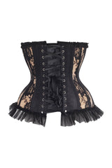 Daisy Corsets Top Drawer Steel Boned Nude/Black Lace Underwire Burlesque Underbust Corset Cincher