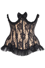Daisy Corsets Top Drawer Steel Boned Nude/Black Lace Underwire Burlesque Underbust Corset Cincher - Daisy Corsets - Flyclothing LLC
