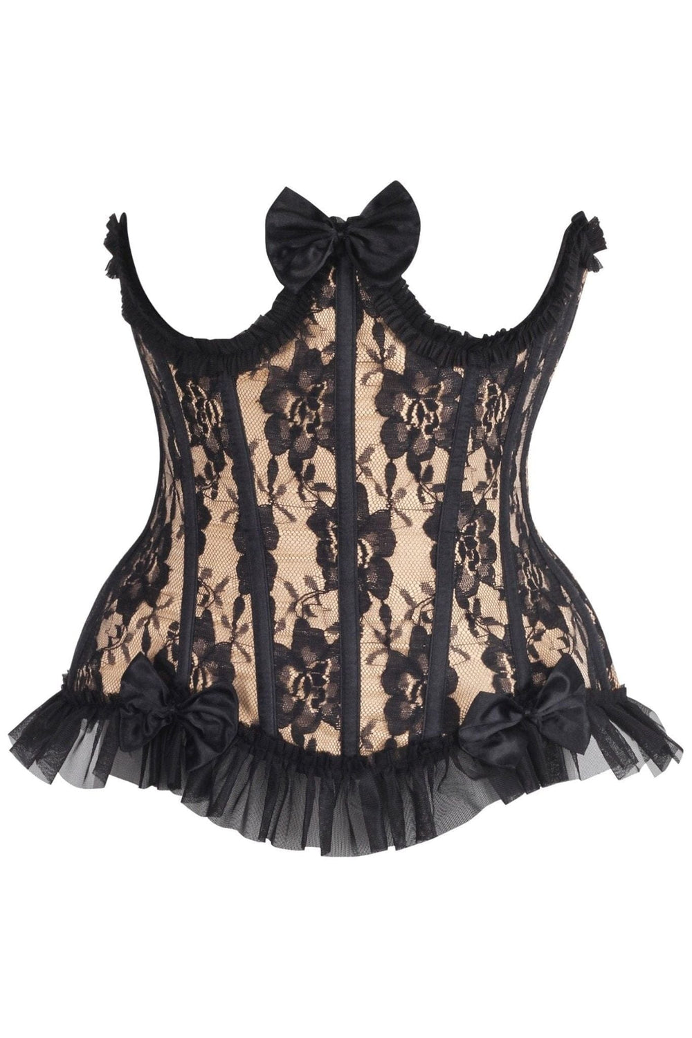 Daisy Corsets Top Drawer Steel Boned Nude/Black Lace Underwire Burlesque Underbust Corset Cincher - Daisy Corsets