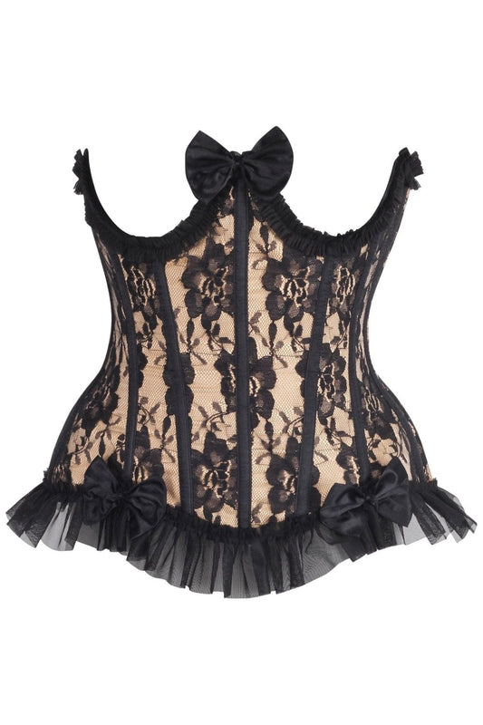 Daisy Corsets Top Drawer Steel Boned Nude/Black Lace Underwire Burlesque Underbust Corset Cincher