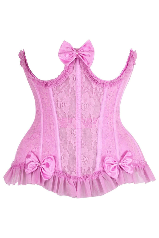 Daisy Corsets Top Drawer Steel Boned Pink Lace Underwire Burlesque Underbust Corset Cincher