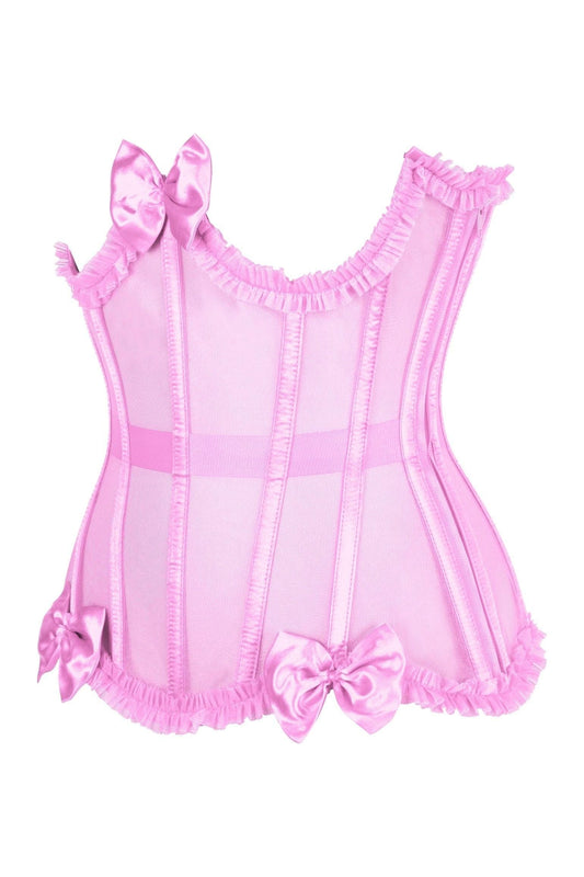 Daisy Corsets Top Drawer Steel Boned Pink Mesh Underwire Burlesque Underbust Corset Cincher