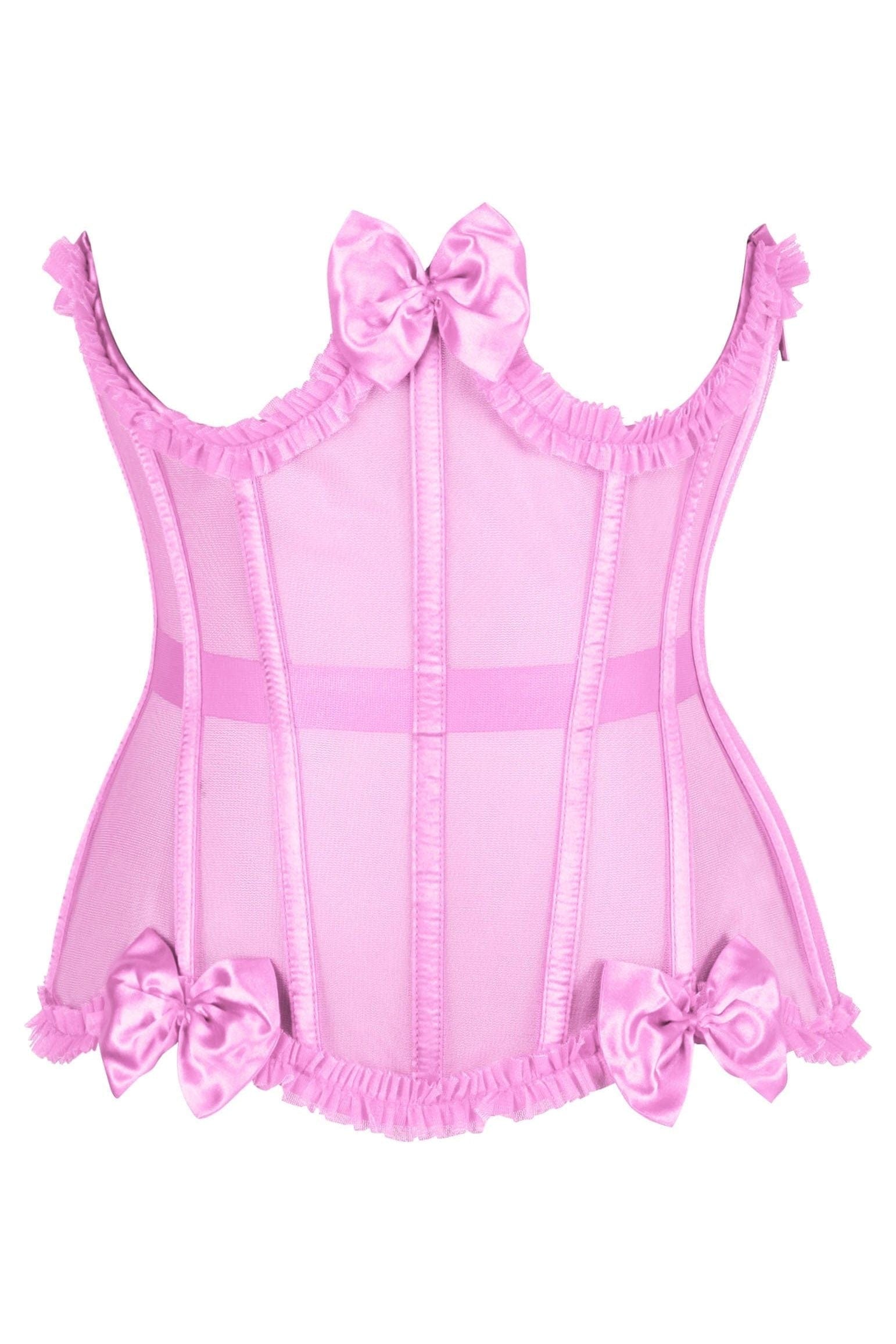 Daisy Corsets Top Drawer Steel Boned Pink Mesh Underwire Burlesque Underbust Corset Cincher