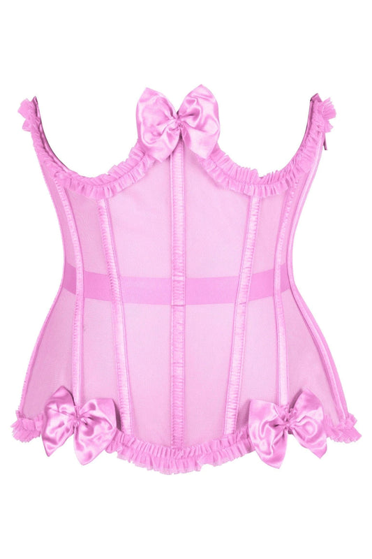 Daisy Corsets Top Drawer Steel Boned Pink Mesh Underwire Burlesque Underbust Corset Cincher