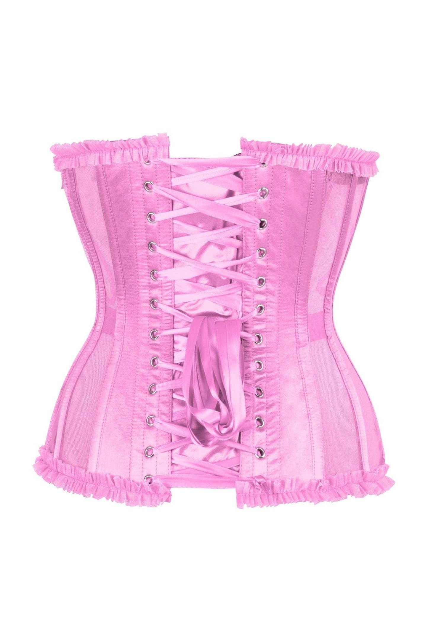 Daisy Corsets Top Drawer Steel Boned Pink Mesh Underwire Burlesque Underbust Corset Cincher - Daisy Corsets - Flyclothing LLC