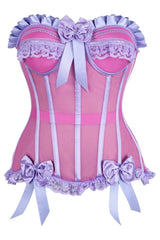 Daisy Corsets Top Drawer Steel Boned Pink/Purple Mesh Underwire Bustier Corset - Daisy Corsets - Flyclothing LLC