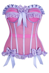 Daisy Corsets Top Drawer Steel Boned Pink/Purple Mesh Underwire Bustier Corset