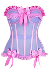 Daisy Corsets Top Drawer Steel Boned Purple/Pink Mesh Underwire Bustier Corset - Daisy Corsets - Flyclothing LLC