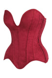 Daisy Corsets Top Drawer Steel Boned Red Suede Deep Plunge Overbust Corset Top