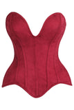Daisy Corsets Top Drawer Steel Boned Red Suede Deep Plunge Overbust Corset Top