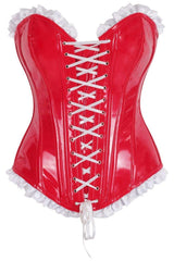 Daisy Corsets Top Drawer Steel Boned Red Vinyl PVC Patent Lace-Up Corset Top - Daisy Corsets