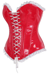 Daisy Corsets Top Drawer Steel Boned Red Vinyl PVC Patent Lace-Up Corset Top - Daisy Corsets