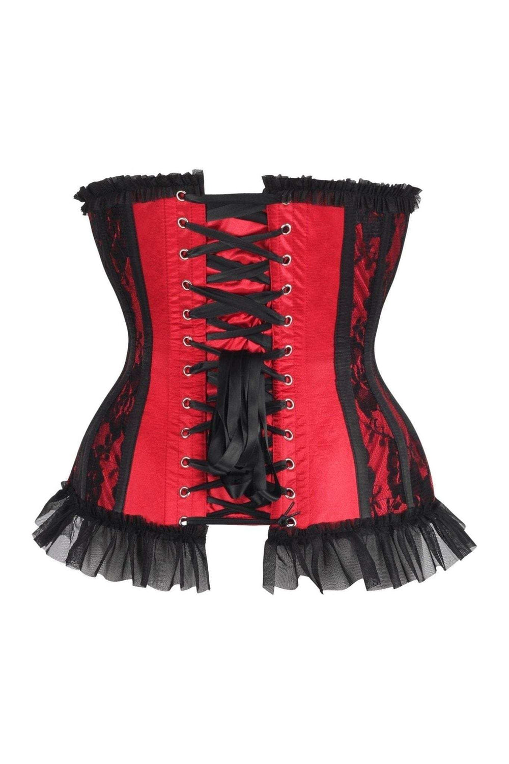 Daisy Corsets Top Drawer Steel Boned Red/Black Lace Underwire Burlesque Underbust Corset Cincher - Daisy Corsets - Flyclothing LLC